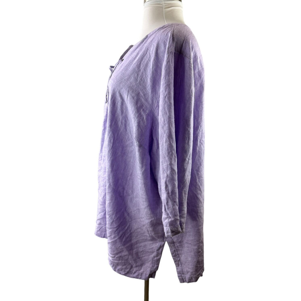 NWT Catherines Linen Blend Tunic Top Lagonlook Light Purple Womens Plus Size 4X - Picture 6 of 8